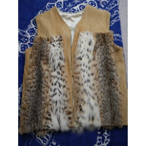 Homemade Boho Lynx & Suede Fur Vest Coat Jacket - Picture 1 of 5